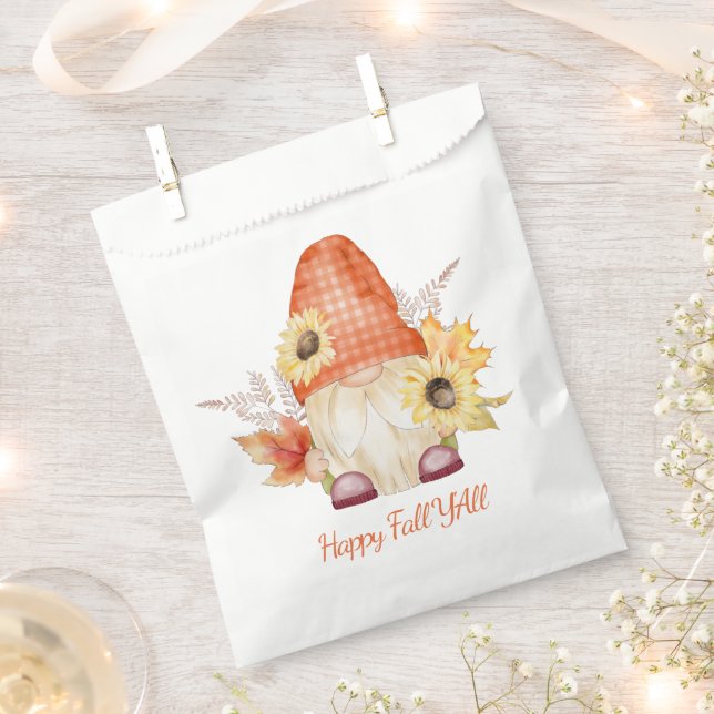 Happy Fall Y'All Gnome Favour Bag (Clipped)