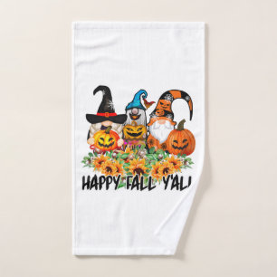 Happy Fall Y'all Gnome Leopard Gnome Sunflower Hand Towel