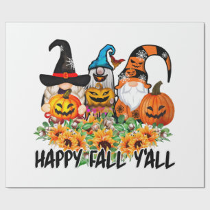 Happy Fall Y'all Gnome Leopard Gnome Sunflower Wrapping Paper