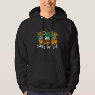 Happy Fall Y'all Gnome Leopard Pumpkin Autumn Gnom Hoodie