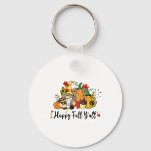 Happy Fall Y'all Gnome Leopard Pumpkin Autumn Gnom Keychain