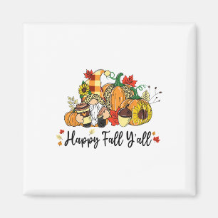 Happy Fall Y'all Gnome Leopard Pumpkin Autumn Gnom Magnet