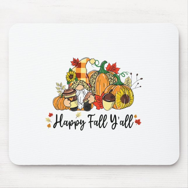 Happy Fall Y'all Gnome Leopard Pumpkin Autumn Gnom Mouse Pad (Front)