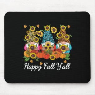 Happy Fall Y'all Gnome Leopard Pumpkin Autumn  Mouse Pad