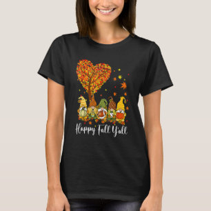 Happy Fall Y'all Gnome Leopard Pumpkin Autumn Than T-Shirt