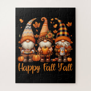 Happy Fall Y'all Gnome Pumpkin Autumn Thanksgiving Jigsaw Puzzle