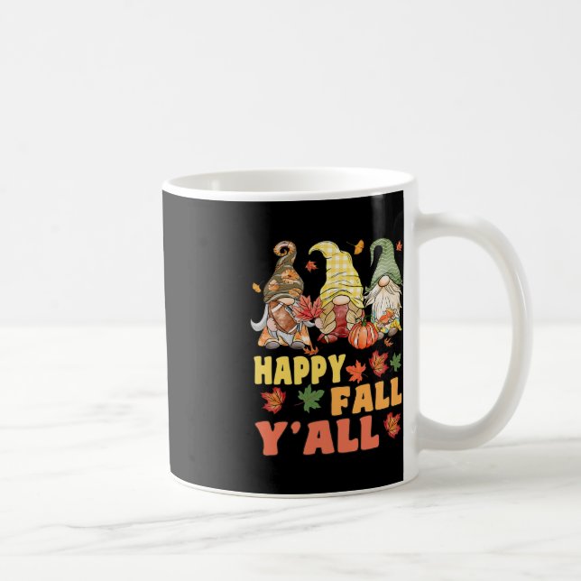 Happy Fall Y'all Gnome Pumpkin Funny Autumn Gnomes Coffee Mug (Right)