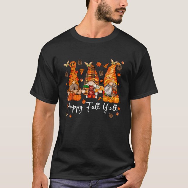 Happy Fall Yall Gnome Pumpkin Funny Autumn Gnomes  T-Shirt (Front)