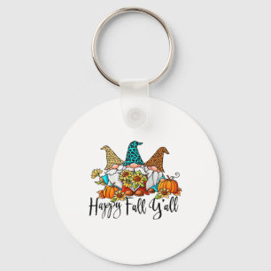 Happy Fall Y'all Gnomes Leopard Pumpkin Autumn Tha Keychain