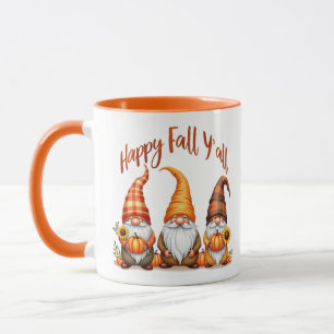 Happy Fall Y'all Gnomes Orange Fall Design Mug