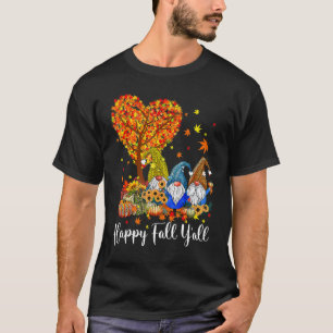 Happy Fall Y'all Gnomes Pumpkin Autumn Vibes Thank T-Shirt