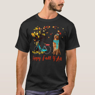 Happy Fall Y'All  Golden Retriever Dog Autumn Bicy T-Shirt