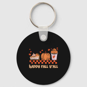 Happy Fall Yall Halloween Pumpkin Pie Autumn Thank Keychain
