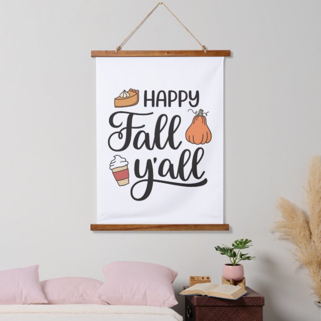 Happy Fall Y'all Hanging Tapestry (Bedroom)