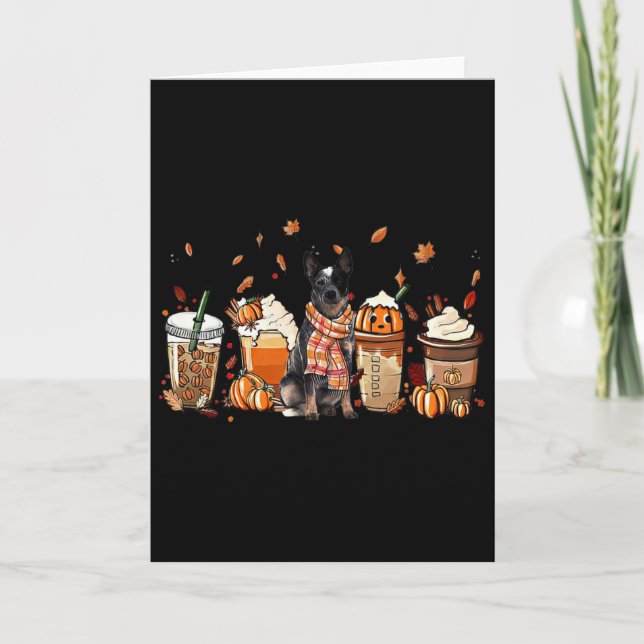 Happy Fall Y'all Heeler Dog Coffee Pumpkin Fall Au Card (Front)