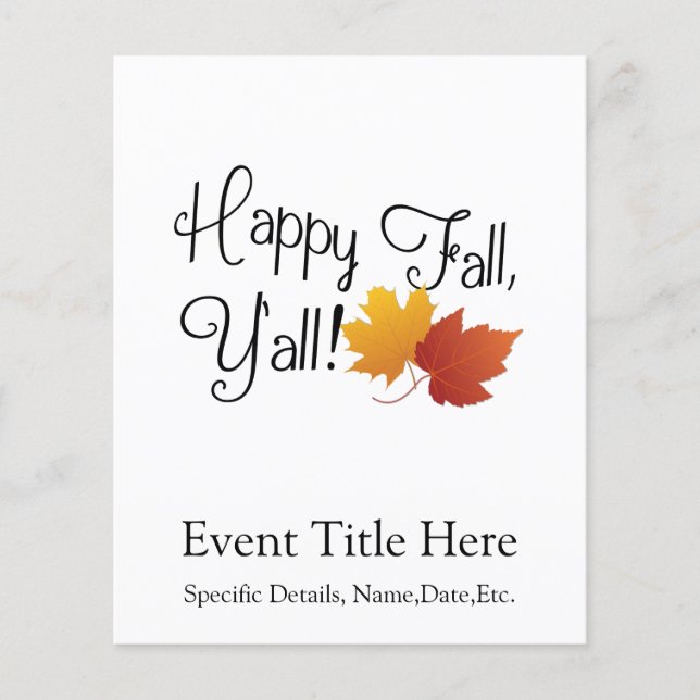 Happy Fall Ya'll It's Autumn Non-Halloween Harvest Flyer (Front)