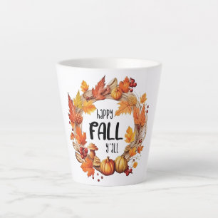 Happy Fall Y'all Latte Mug
