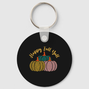 Happy Fall Y'all Leopard Pumpkin For Autumn Lover Keychain