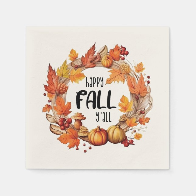 Happy Fall Y'all Napkin (Front)