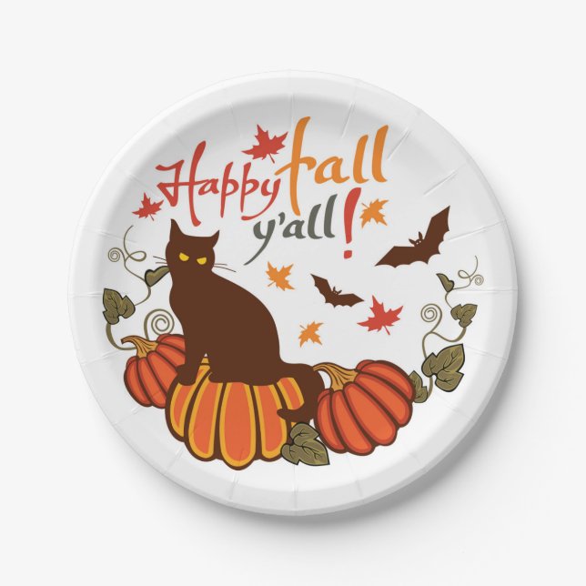 Happy fall y'all! paper plate (Front)