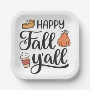 Happy Fall Y'all Paper Plate