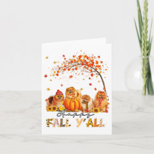 Happy Fall Y'all Pomeranian Autumn Lover Pumpkins Card