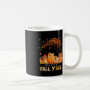Happy Fall Y'all Pomeranian Autumn Lover Pumpkins  Coffee Mug