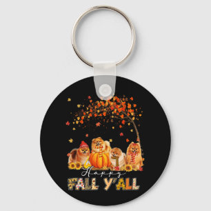 Happy Fall Yall Pomeranian Autumn Lover Pumpkins H Keychain
