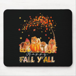 Happy Fall Y'all Pomeranian Autumn Lover Pumpkins  Mouse Pad