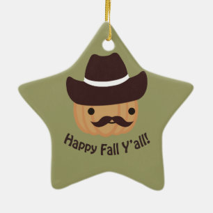 Happy Fall Y'all! Pumpkin Ceramic Ornament
