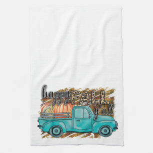 Happy Fall Y'all Pumpkin Farm Truck Kitchen Towels