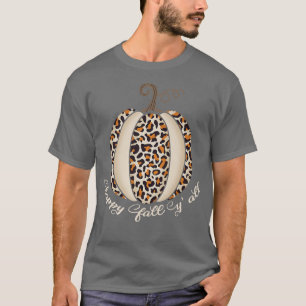 Happy Fall Yall Pumpkin Leopard Print Thanksgiving T-Shirt