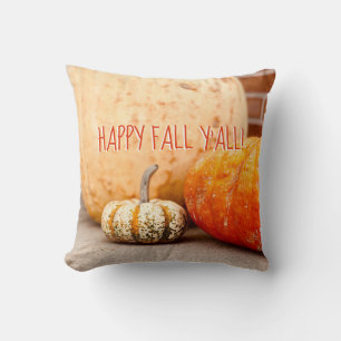 happy fall y'all pumpkin photograph custom throw pillow