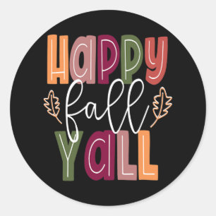 Happy Fall Yall Pumpkin Thanksgiving Halloween Cut Classic Round Sticker