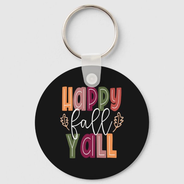 Happy Fall Yall Pumpkin Thanksgiving Halloween Cut Keychain (Front)