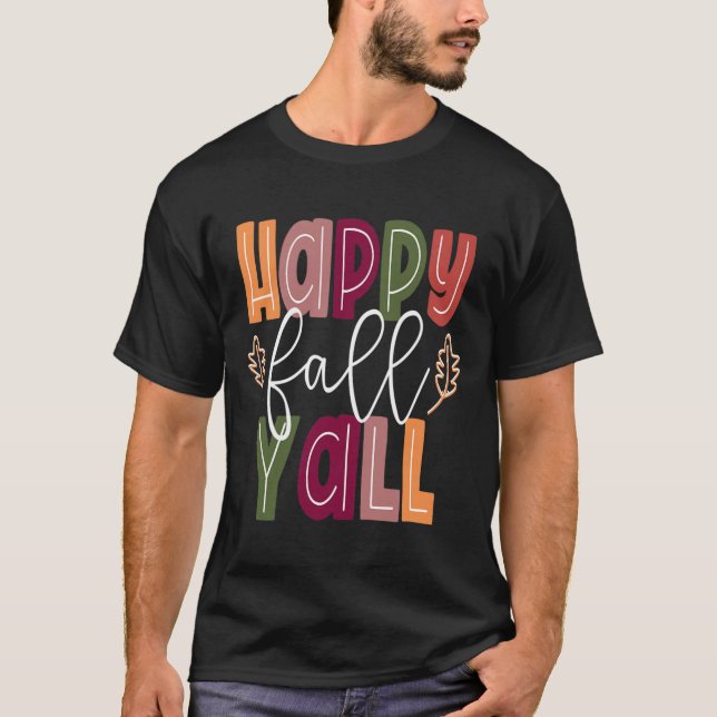 Happy Fall Yall Pumpkin Thanksgiving Halloween Cut T-Shirt (Front)