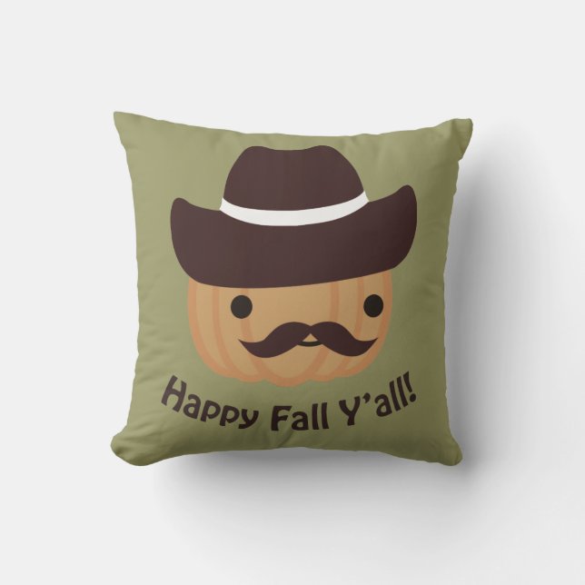 Happy Fall Y'all! Pumpkin Throw Pillow (Front)
