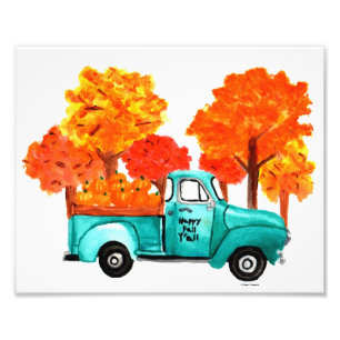 Happy Fall Y'all Pumpkins in a Truck 8x10  Photo Print