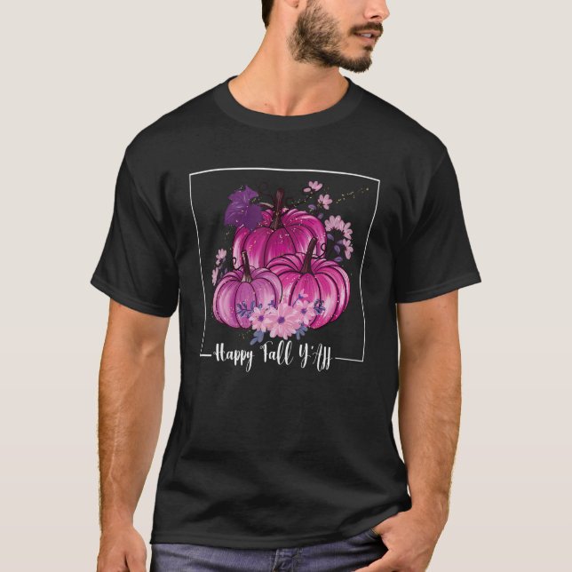 Happy Fall Yall Pumpkins Leopard  Autumn Fall Pump T-Shirt (Front)