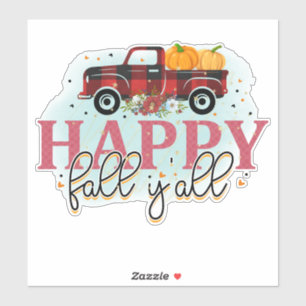 Happy Fall Yall Red Plaid Truck