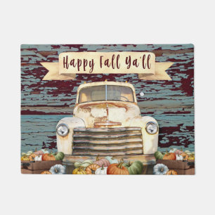 Happy Fall Ya'll Rustic Truck and Pumpkins Doormat