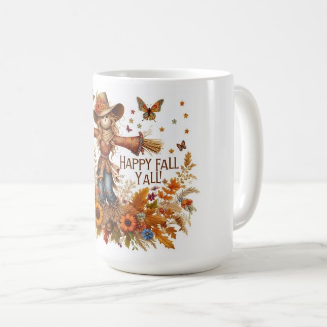 Happy Fall Ya'll Scarecrow Coffee Mug (Front Right)