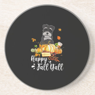 happy fall yall schnauzer dog thanksgiving coaster