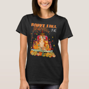 Happy Fall Y'all Shiba Inu Dog On Truck Pumpkin Fa T-Shirt