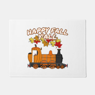 Happy Fall Y'All Steam Train Pumpkin Railroad Doormat