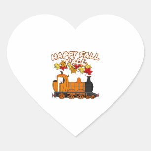 Happy Fall Y'All Steam Train Pumpkin Railroad Heart Sticker