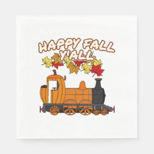 Happy Fall Y'All Steam Train Pumpkin Railroad Napkin
