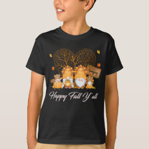 Happy Fall Y'all T-shirt Gnome Leopard Pumpkin Aut