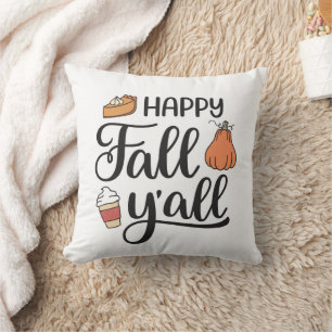 Happy Fall Y'all Throw Pillow