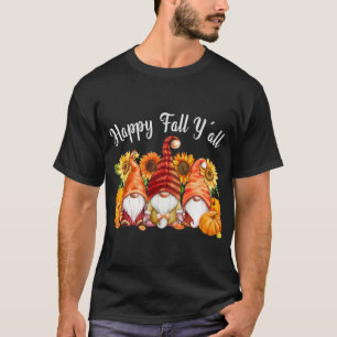Happy Fall Yall Truck Gnomes Pumpkins Halloween Au T-Shirt
